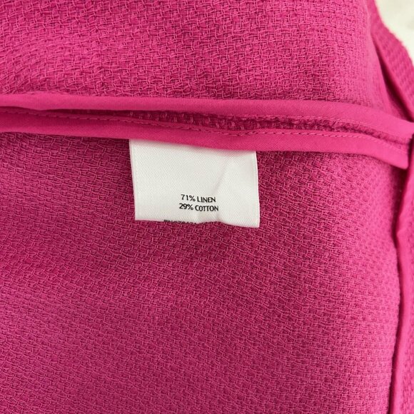 Eileen Fisher Blazer Sz M Pink Linen Blend Open Front Textured Pockets Preppy - Picture 8 of 11